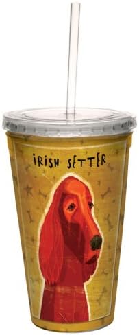 Безлесный Здравейте Ирландски Сеттеру от John W. Golden Artful Traveler Прохладительная чаша с двойни стени и многократно соломинкой, 16 унции