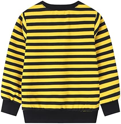 IFOTIME/ Базова тениска с дълъг ръкав за малки момичета и момчета, Ежедневни тениски с принтом райе, Ризи (Жълт # 2, 4-5 години)
