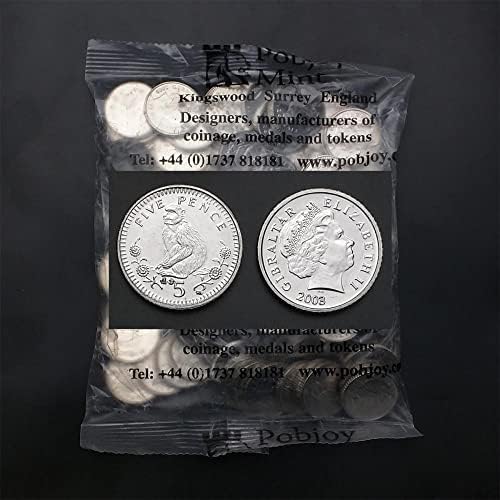 Гибралтарская Монета в 5 пенса с Една Глава Кралица Маймуни 2003 KM775