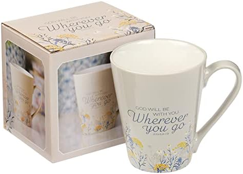 Християнски Художествени подаръци, Успокояваща дамски Керамична Чаша за кафе и чай Wildfire от Писанията, че Бог ще бъде с вас - Стих от Библията Исус Навин 1: 9, Могат да ?
