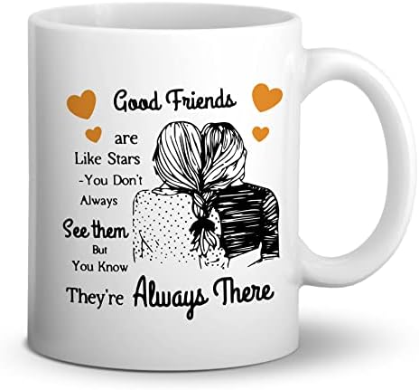 DOTAIN Добри приятели са като звездите, те са винаги близо до Кафеена чаша, двустранно керамична чаша с 11 грама, чаша за кафе, чай, мляко, връзка от разстояние, подаръци ?