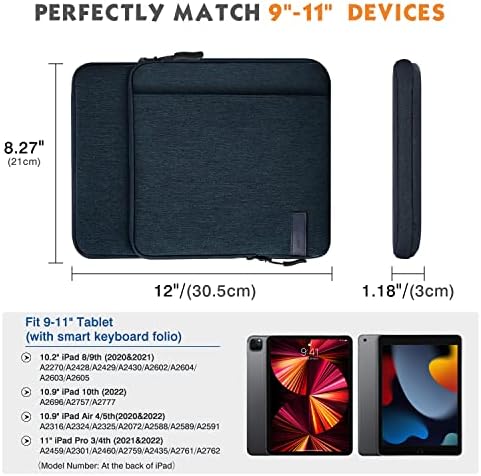 Калъф за таблет MoKo 9-11 инча с джобове за съхранение Подходящ за iPad air 5 10,92022, iPad Pro 11 M2 2022-2018, iPad 10th 10,9, iPad