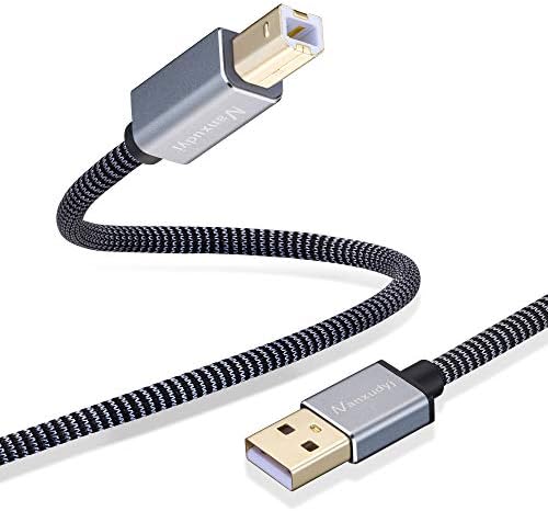 Кабел за принтер 1 фут/0,3 м, Плитка кабел за принтер Nanxudyj USB Кабел за USB 2.0 Тип A за да се свържете към конектора B Кабел за