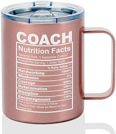 Подаръци от Onebttl Coach, Забавна идея за подарък за Деня на Благодарността, Коледа, рожден Ден, Пътна Кафеена чаша с изолация от неръждаема стомана с 12 унции - Coach Nutriton Facts