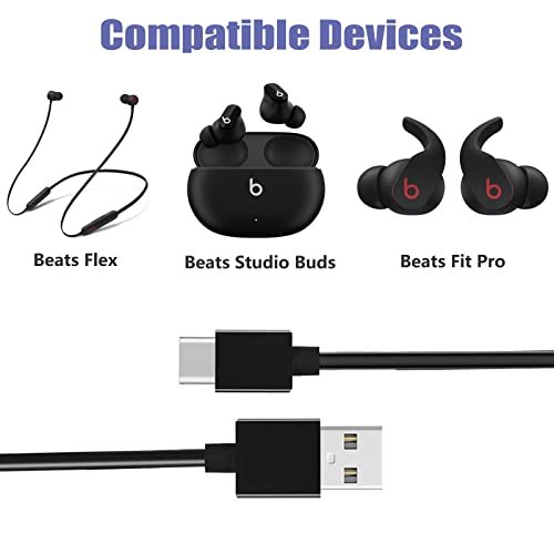 USB-C Адаптер ac Зарядно Кабел захранващ Кабел за Безжични слушалки Beats Studio Рецептори, Beats Flex, Beats Fit Pro Кабел за зареждане на слушалките