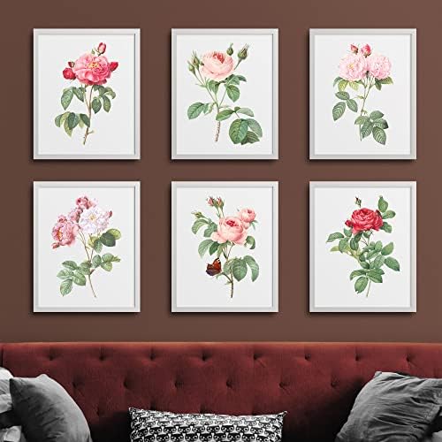Реколта Червени, Розови, Бели Рози, С Цветни щампи (6) | Съвременно Стенно Изкуство, Викторианската Илюстрация, Модерно обзавеждане,