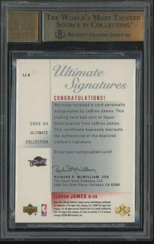 2003-04 UD Ultimate Signatures LeBron James RC Новобранец БГД 9.5 w/ 10 картички с АВТОМАТИЧНО Баскетболни карти за начинаещи