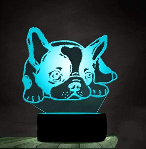 3D Френски Булдог е Куче лека нощ Кученце за домашен Любимец Настолна Лампа Декор на Масата Настолна Оптична Илюзия Лампи 7 Цвята Променящите