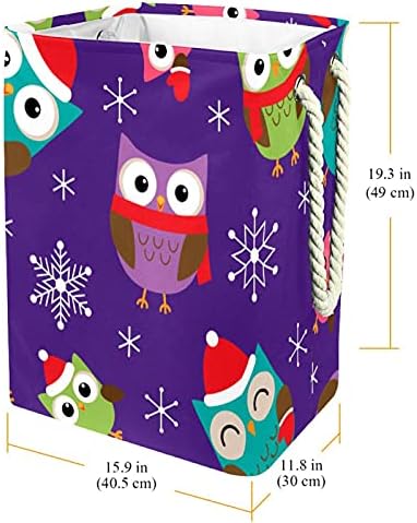 DEYYA Owls с Коледна Шапка, Кошница за дрехи под формата на Снежинки, с Дръжки, Вградена Подплата с Подвижни скоби, Кошница за дрехи за пране, Съхранение и организация