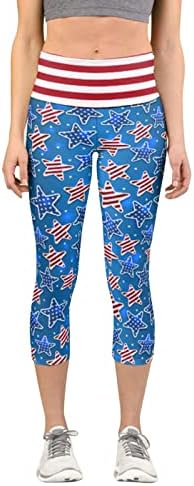 Обичай Гамаши за Пилатес в САЩ, Съкратен Флаг, Тесен Принт, Бягане за Жени, Йога, Патриотични Панталони, Панталони за Американската Йога, Синьо