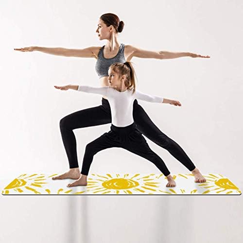 Unicey Yellow Sun Pattern Дебел Нескользящий подложка за упражнения и фитнес 1/4 за Йога, Пилатес и фитнес на пода (61x183 см)