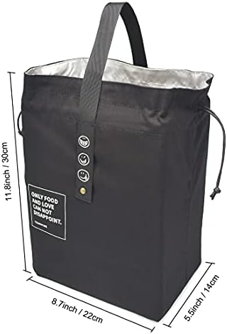 ZIIYAN Множество Чанта за Обяд, Изолирано чанта-тоут с дръжка и закопчаване на обувки за Жени, Пикник по време на Работа или при Пътуване (Черен)