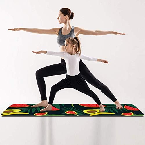 Дебел нескользящий постелката за йога и фитнес Unicey 1/4 с принтом тропически плодове за практикуване на Йога, Пилатес и фитнес на пода (61x183 см)