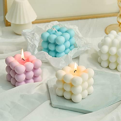 Малка Свещ с пузырьковым Куб, Ароматерапия на Соев Восък, Ароматни Свещи и Релаксираща Подарък За Рожден Ден, 1 бр. (Малък Бял Куб)