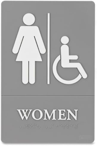 Знак за женската тоалетна Quartet, Достъп За инвалиди, Одобрен от ADA, 6 x 9, шрифта на Брайл и 2-ри клас, Женската тоалетна (01415)