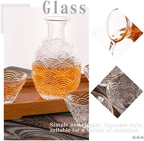 Комплект стъклени чаши Cabilock Стъклен Набор от Саке Японската Чаша за саке Кана за саке Прозрачни Чаени Чаши Соджу Набор от Прозрачни