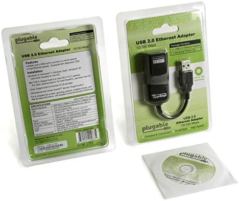 Plug кабелен мрежов адаптер-USB 2.0 Fast Ethernet 10/100 LAN, Съвместим с Chromebook, Windows, Linux