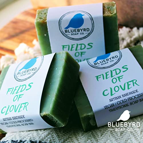 BLUEBYRD Soap Co. Част от сапун Fields of Clover, Парче естествен ирландски сапун Забавни за децата, ръчно изработени Сапуни, Произведено