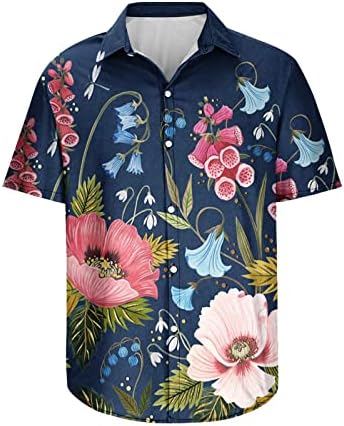 Мъжка Тениска в Деня на Майката, Ризи с Копчета С Флорални Принтом Love, Лятна Свободна Плажна Риза с Къс Ръкав, Хавайска Риза