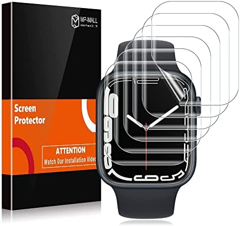 MP-MALL 6 Опаковки със защитно фолио за екрана, предназначена за Apple Watch 41 мм Series 7 и Apple Watch Series 8 41 мм Гъвкава филм