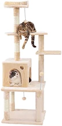 FZZDP Когтеточка за котки и Котенков Дърво с Играчка мишка Легло на най-високо ниво за Отдих Драскотини Сезал за игри