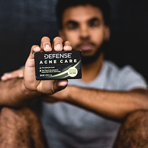 Сапун Defense Acne Care Bar 4,2 унции | съдържа 2% Салицилова киселина, Етерични масла от чаено дърво, евкалипт и овесени ядки.