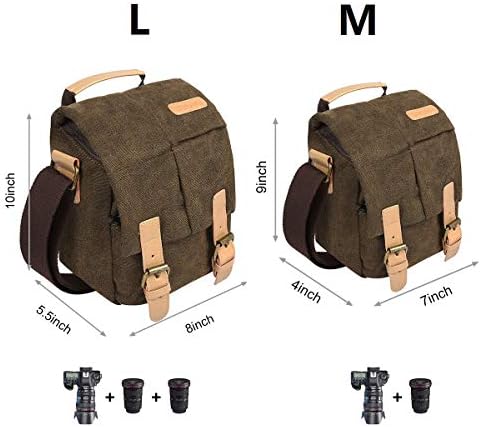 Водоустойчива Чанта за фотоапарат S-ZONE за DSLR на Canon, Холщовая Реколта Чанта на рамото, Дамски Мъжки чанти-Месинджър за фотоапарати, Кожена тапицерия (кафяв)