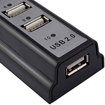 Високоскоростен USB2.0 с разделителна способност от 480 Mbps, 10-портов хъб USB2.0/1.1, универсален (в различни цветове), черен