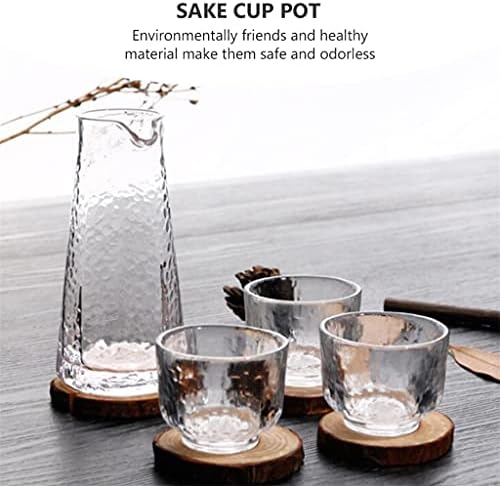 GANFANREN 1 Комплект 4шт Стъклени Чаши за Саке Набор от Саке в Японски Стил Саксия за саке (Прозрачен)