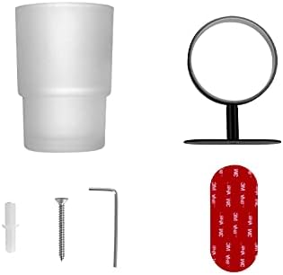 Ambrosya - Държач за четка за зъби, Без пробиване - Държач за Чаши за Чаши в Банята, Скоба, монтиран на стената чаша за Лепене (Неръждаема стомана (черно))