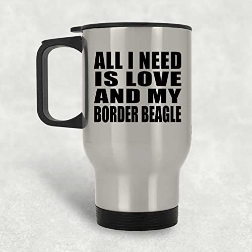 Дизайн: All I Need Is Love And My Border Гонче, Сребърна Чаша за Пътуване, 14 мл, Чаша от Неръждаема Стомана С Изолация, Подаръци за