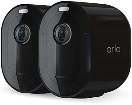 Камера Arlo Pro 4 Фокус - 2 комплекта - Безжична система за сигурност, видео 2K и HDR, цветно нощно виждане, двупосочен звук, без кабели,