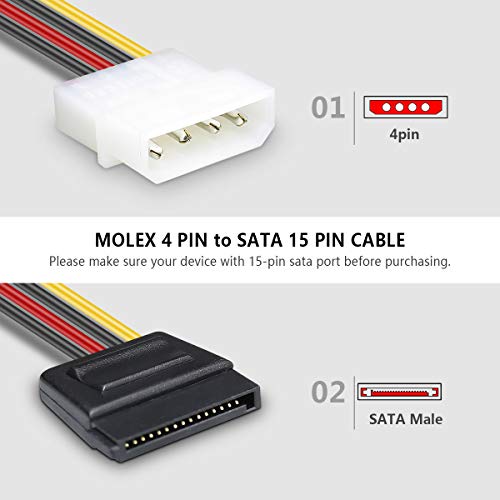 BENFEI SATA-Molex, 3 Серии 4-пинови захранващи кабели Molex-SATA - 10 инча
