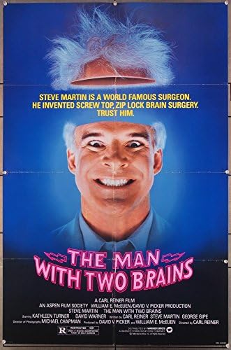 Един човек с два мозъка (1983) Оригинален Плакат на филма Уорнър Брадърс върху един лист 27x41 В сгънат вид В много добро състояние Стив