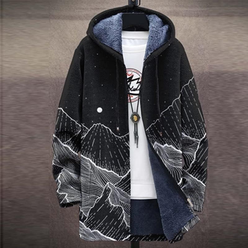 TAKSUN, Винтажное палто с качулка в стил Мозайка с 3D-принтом, Мъжки Есенното Яке със средна дължина на цип, Зимна Мъжка Жилетка с Дълъг