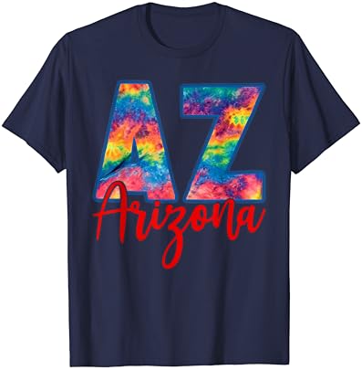 Подарък Тениска Вратовръзка Боядисват с Цветно Сърце на Щата Аризона