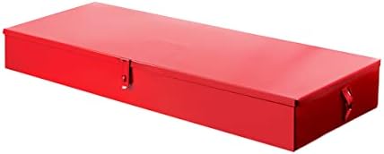 Метална кутия за инструменти URREA - 23,6 х 9,3 х 3,6 Кутия за съхранение на инструменти, с конструкция 24 калибър и здрава червена тапицерия - 5896