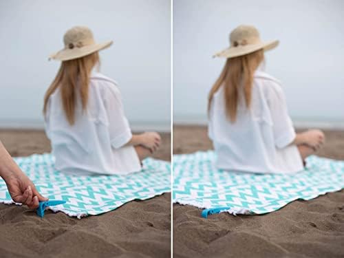4 Опаковки скоби за плажни кърпи, Държач за кърпи за пясък и къмпинг Модерен дизайн Предпазва вашата кърпа от сдувания Лесен и практичен