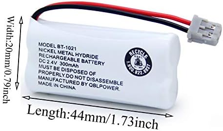 QBLPOWER BT1021 BBTG0798001 Батерия, съвместим с DECT 6.0 BT1008 BT-1021 BT1016 Батерия за безжичен телефон 2,4 В НИМХ (2 опаковки)