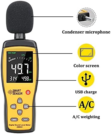 WDBBY Цифров Измерител на нивото на Звуково Децибела шум на Аудио Тестер 30 ~ 130 DBA Цветен LCD дисплей Авто Микрофон DB Метър