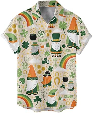 Ризата на Деня на Св. Патрик, Мъжки Хавайска Риза за Момчета, 3D Дигитален Печат, Риза с Къс Ръкав, Топ, Блуза, Празни Тениски