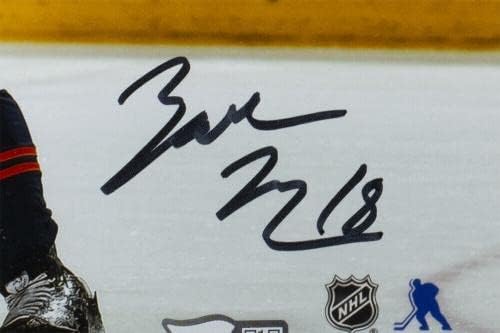 Снимка Фанатици Едмънтън Ойлърс 8х10 с автограф на Зак Хаймана в рамка Снимки на НХЛ С автограф