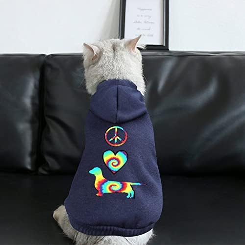 Peace Love Dachshunds Вратовръзка Боядисват Персонализирани Качулки за Домашни Кучета Мека Уютна Дрехи За Кучета Дишащи Пуловери за Домашни