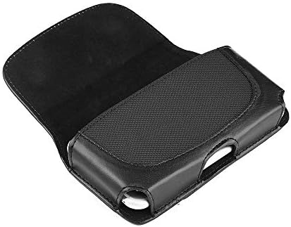Luxmo Черен Хоризонтален Кожен калъф за носене с клипс за колан и гайки за BlackBerry Z30, LG G2, 5 Nexus, HTC Droid DNA, One, Motorola