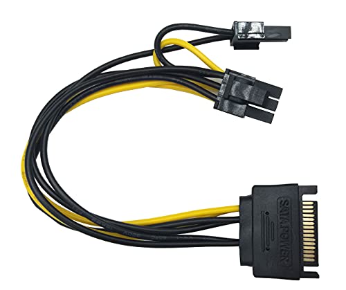 Захранващ кабел Traovien PCI Express 15-пинов SATA до 8-номера за контакт (6 + 2 Pin) порт PCI Express графична карта, Кабел-захранващ