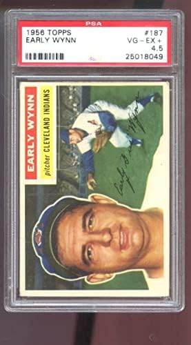 1956 Topps 187 Началото на бейзболна картичка Уин PSA 4.5 Graded MLB Cleveland Indians - Бейзболни картички с надпис Slabbed