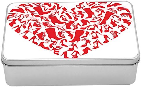 Лидице Кутия на високи Токчета Ambesonne, в Сърцето си с Червени Силуэтами Обувки на висок Ток, Илюстрация на Такива Жени, Преносим Правоъгълна