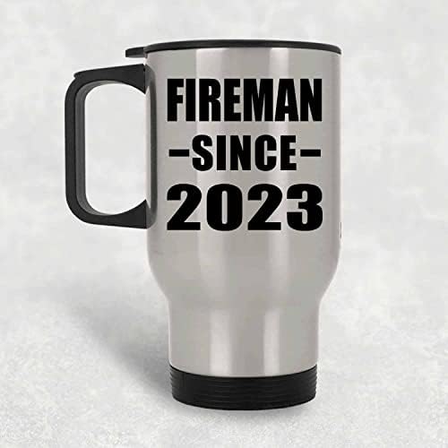 Designsify Пожарникар С 2023 г., Сребърна Пътна Чаша 14 грама, на Изолиран Чаша от Неръждаема Стомана, Подаръци за Рожден Ден, Годишнина,