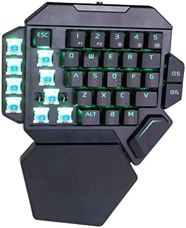 Одноручная ръчна детска клавиатура Zyyini 35 клавиши, USB, с функция за макро дефиниция, сини стрелки, 9 цветове подсветка, Голям стрес