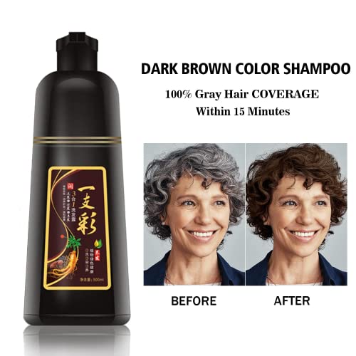 Устойчив Шампоан за боядисване на коса Meidu Dark Brown за жени и мъже, Шампоан за миг боядисване на коса 3 в 1, растителни Съставки,